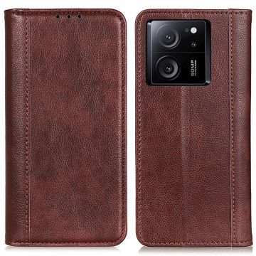 Genuine leather case with magnetic closure for Xiaomi 13T / Redmi K60 Ultra - Brown