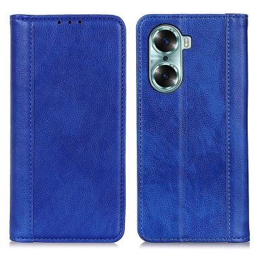 Genuine leather case with magnetic closure for Honor 60 - Blue