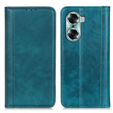 Genuine leather case with magnetic closure for Honor 60 - Green