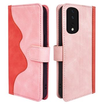 Two-color leather flip case for Honor 80 Pro - Pink