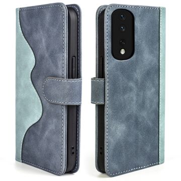 Two-color leather flip case for Honor 80 Pro - Blue