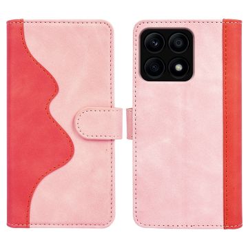 Two-color leather flip case for Honor X8a - Pink