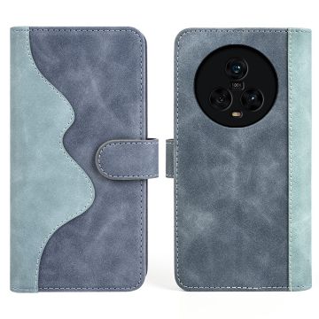 Two-color leather flip case for Honor Magic5 - Blue