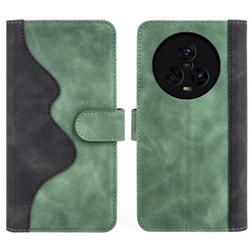 Two-color leather flip case for Honor Magic5 - Green