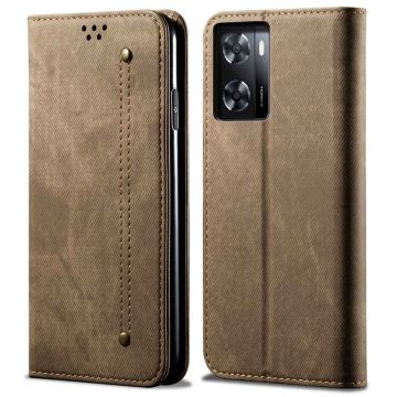 Jeans Realme Q5i / V23 / Oppo A57 (2022) phone Flip case - Khaki