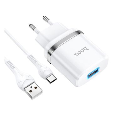 HOCO N1 Ardent single port charger set(for Type-C)(EU) - white