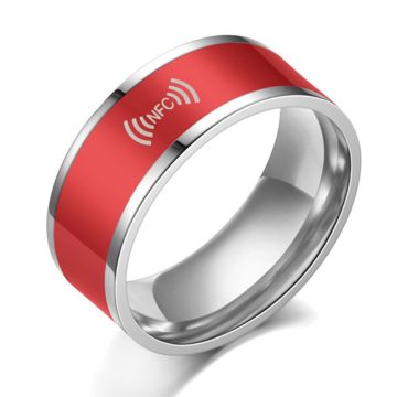 Smart editable stainless steel NFC ring - Red / 10#