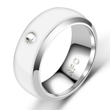 Smart editable stainless steel multifunctional NFC ring - White / 8#