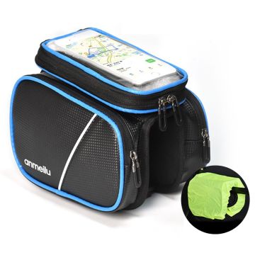 ANMEILU waterproof bike bag mount with rainproof cover - Black / Blue