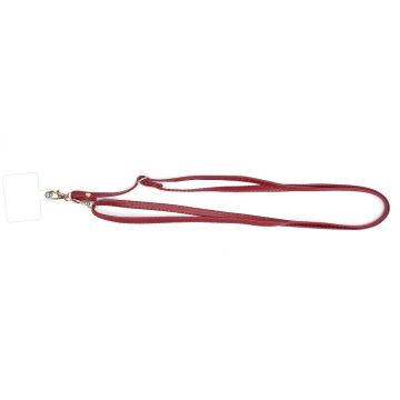 Universal crossbody leather neck strap with transparent pad - Wine Red