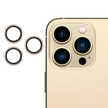 3Pcs iPhone 13 Pro / Pro Max AGC tempered glass camera lens protector - Gold