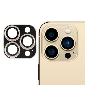 TOTU iPhone 13 Pro Max / 13 Pro aluminum alloy + tempered glass camera lens protector - Gold