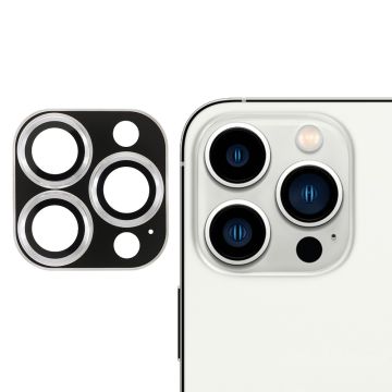 TOTU iPhone 13 Pro Max / 13 Pro aluminum alloy + tempered glass camera lens protector - Silver