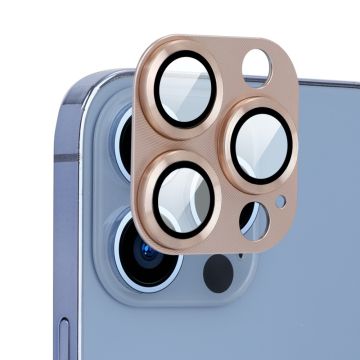 ENKAY iPhone 13 Pro Max / 13 Pro aluminum tempered glass camera lens protector - Rose Gold