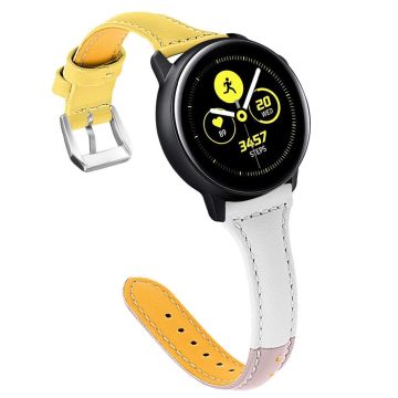 22mm Huawei Watch GT / Samsung Galaxy Watch (46mm) tri-color genuine leather watch band - Yellow / White / Pink