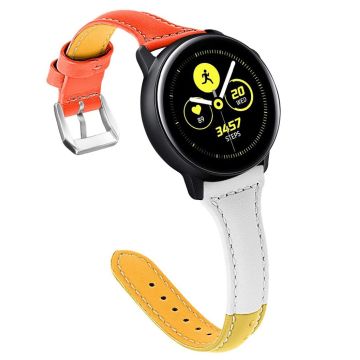 22mm Huawei Watch GT / Samsung Galaxy Watch (46mm) tri-color genuine leather watch band - Orange / White / Yellow