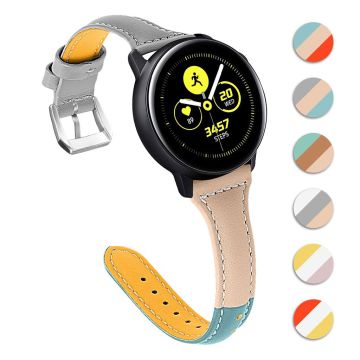 22mm Huawei Watch GT / Samsung Galaxy Watch (46mm) tri-color genuine leather watch band - Blue / Apricot / Grey