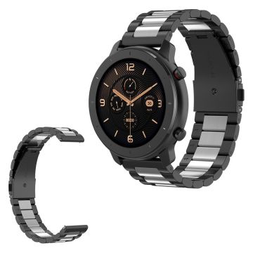 Huawei Watch GT / Watch 2 Pro / Samsung Gear S3 / Amazfit GTR 47mm stainless steel watch band - Black / Silver / Black