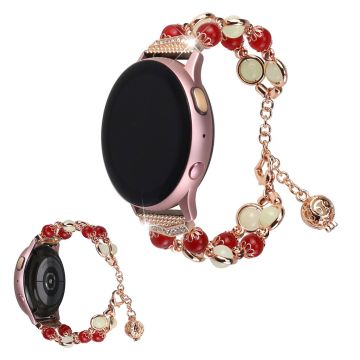 Luminous bead stainless steel watch band for Huawei and Samsung devices - Red / Gold