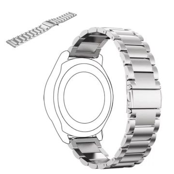 22mm Universal three bead stainless steel watch band - Silver