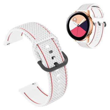 20mm Universal color stitching line silicone watch strap - White / Red