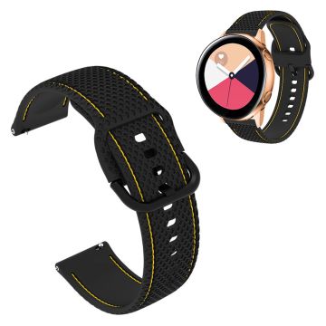 20mm Universal color stitching line silicone watch strap - Black / Yellow