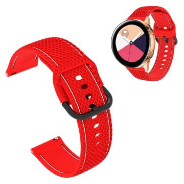 20mm Universal color stitching line silicone watch strap - Red / White