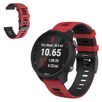 20mm Universal dual color sporty silicone watch strap - Red / Black