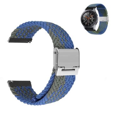 22mm Universal elastic nylon watch strap - Blue / Green Stripe