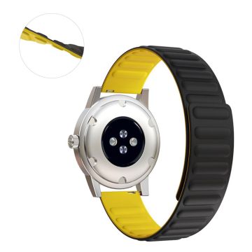 20mm Universal flexible silicone watch strap - Black / Yellow