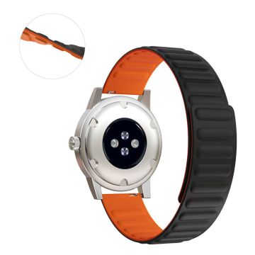 20mm Universal flexible silicone watch strap - Black / Orange