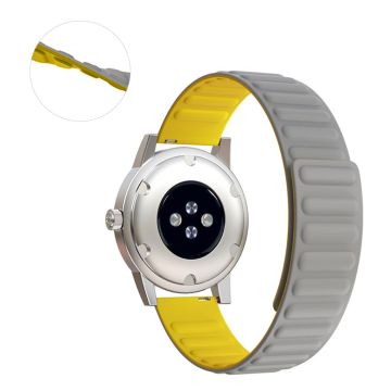 20mm Universal flexible silicone watch strap - Grey / Yellow