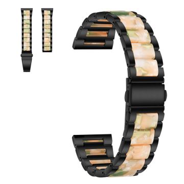 20mm Universal stylish three bead resin stainless steel watch strap - Black / Pink Green