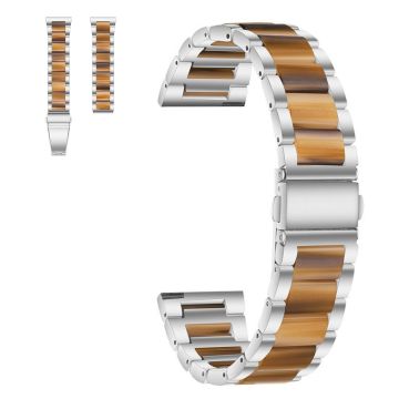 20mm Universal stylish three bead resin stainless steel watch strap - Silver / Honey