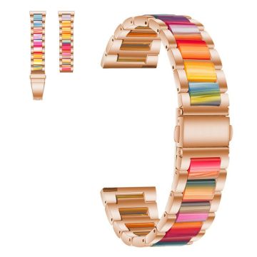 20mm Universal stylish three bead resin stainless steel watch strap - Rose Gold / Rainbow