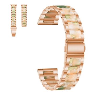 20mm Universal stylish three bead resin stainless steel watch strap - Rose Gold / Pink Green