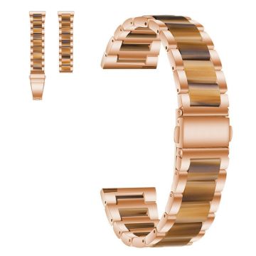 20mm Universal stylish three bead resin stainless steel watch strap - Rose Gold / Honey