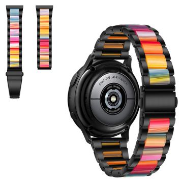 22mm Universal jazzy three bead resin stainless steel watch strap - Black / Rainbow