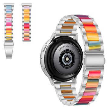 22mm Universal jazzy three bead resin stainless steel watch strap - Silver / Rainbow