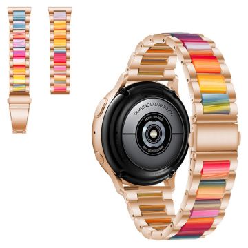 22mm Universal jazzy three bead resin stainless steel watch strap - Rose Gold / Rainbow