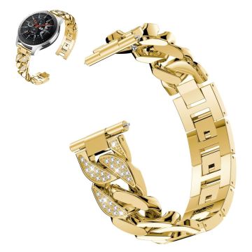 22mm Universal rhinestone adorned stainless steel watch strap - Gold