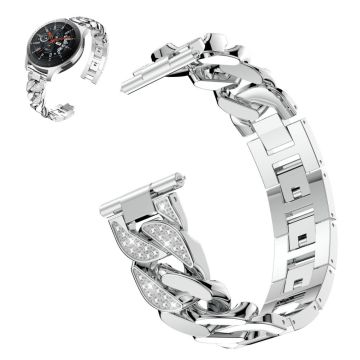 22mm Universal rhinestone adorned stainless steel watch strap - Silver