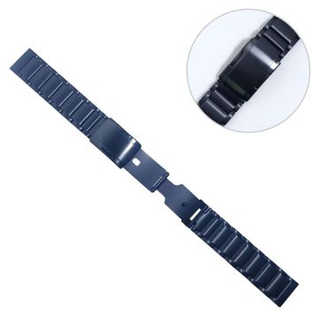 22mm Universal triple bead titanium alloy + stainless steel watch strap - Black