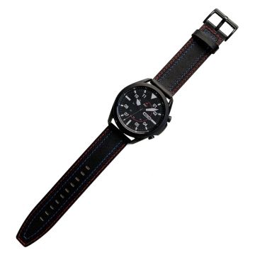 22mm Universal genuine leather watch strap - Black