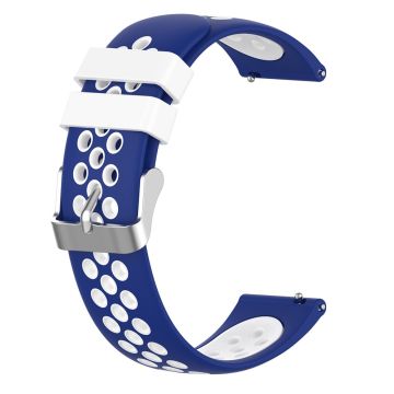 22mm Universal dual color silicone watch strap - Blue / White