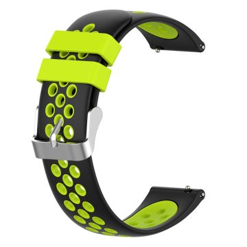 22mm Universal dual color silicone watch strap - Black / Green