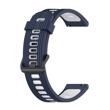 22mm Universal dual-color silicone watch strap - Midnight Blue / White