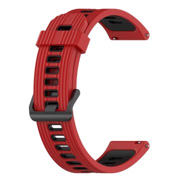 20mm Universal bi-color silicone watch strap - Red / Black