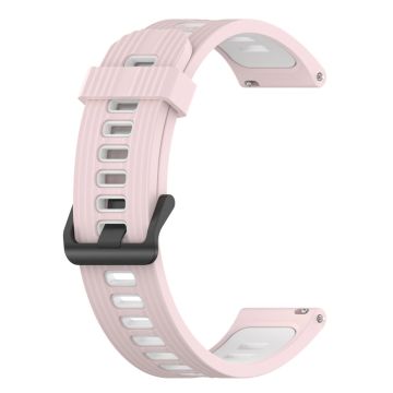 20mm Universal bi-color silicone watch strap - Light Pink / White