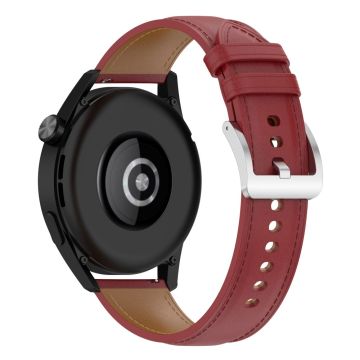 22mm Universal stitching line style cowhide watch strap - Red